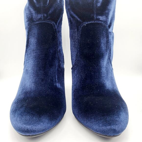 Y2K Candie's FANSV Navy Blue Faux Suede Chunky Heel Ankle Boots Women's Size 8.5 - Picture 5 of 11